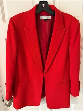 Tahari Arthur S. Levine Red Tailored
Blazer Hook Closure 3/4 sleeve Sz. 10